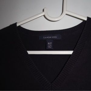 Land’s End Navy Blue V-Neck Sweater (Medium)